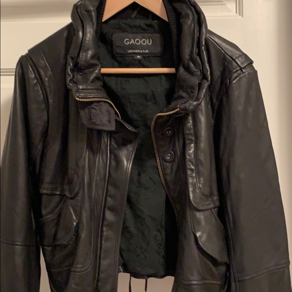 Black Leather Bomber Jacket